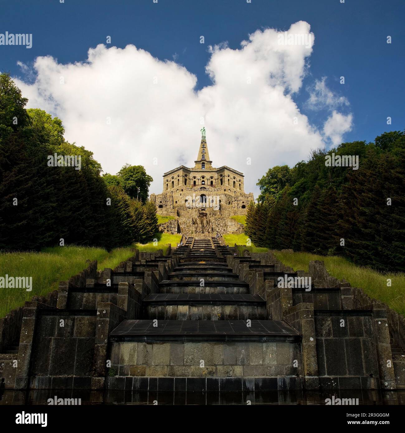 Bergpark Wilhelmshoehe, Hercules Building e le grandi Cascate, Kassel, Germania, Europa Foto Stock