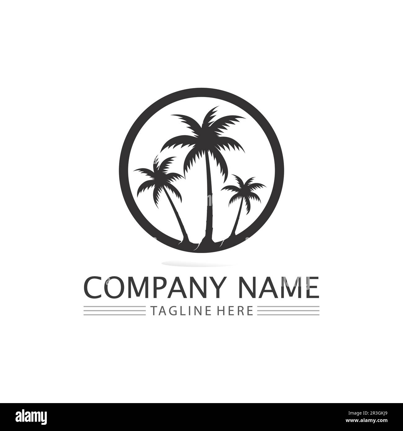 Palm tree estate modello logo illustrazione vettoriale Illustrazione Vettoriale