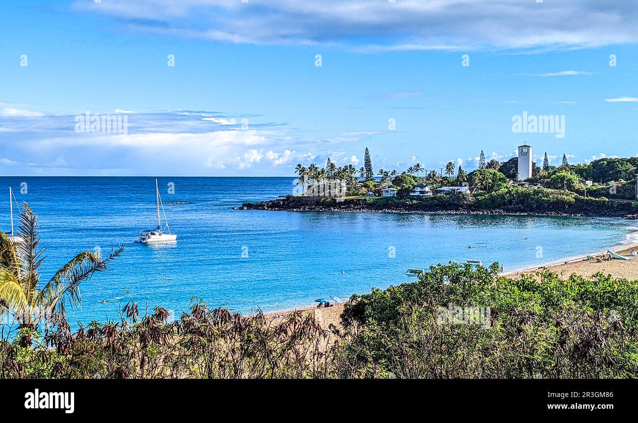 Waimea Bay view Oahu Hawaii Foto Stock