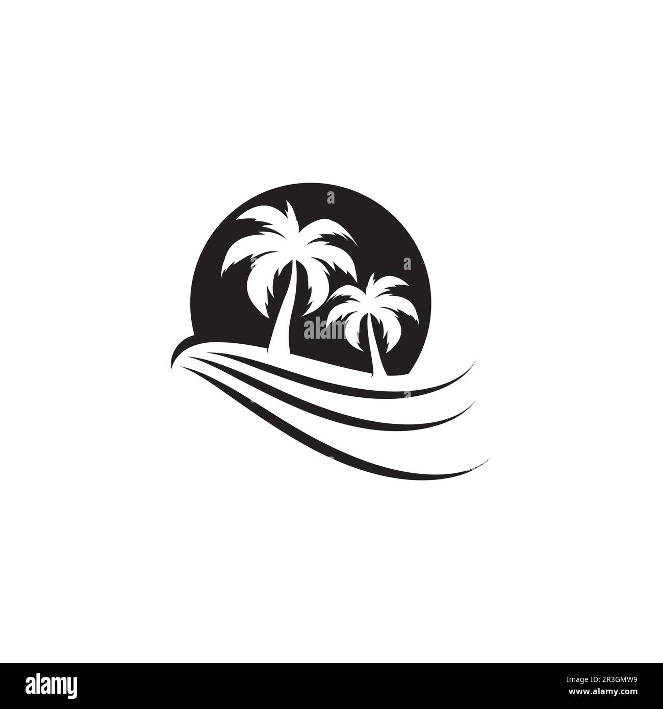Palm tree estate modello logo illustrazione vettoriale Illustrazione Vettoriale