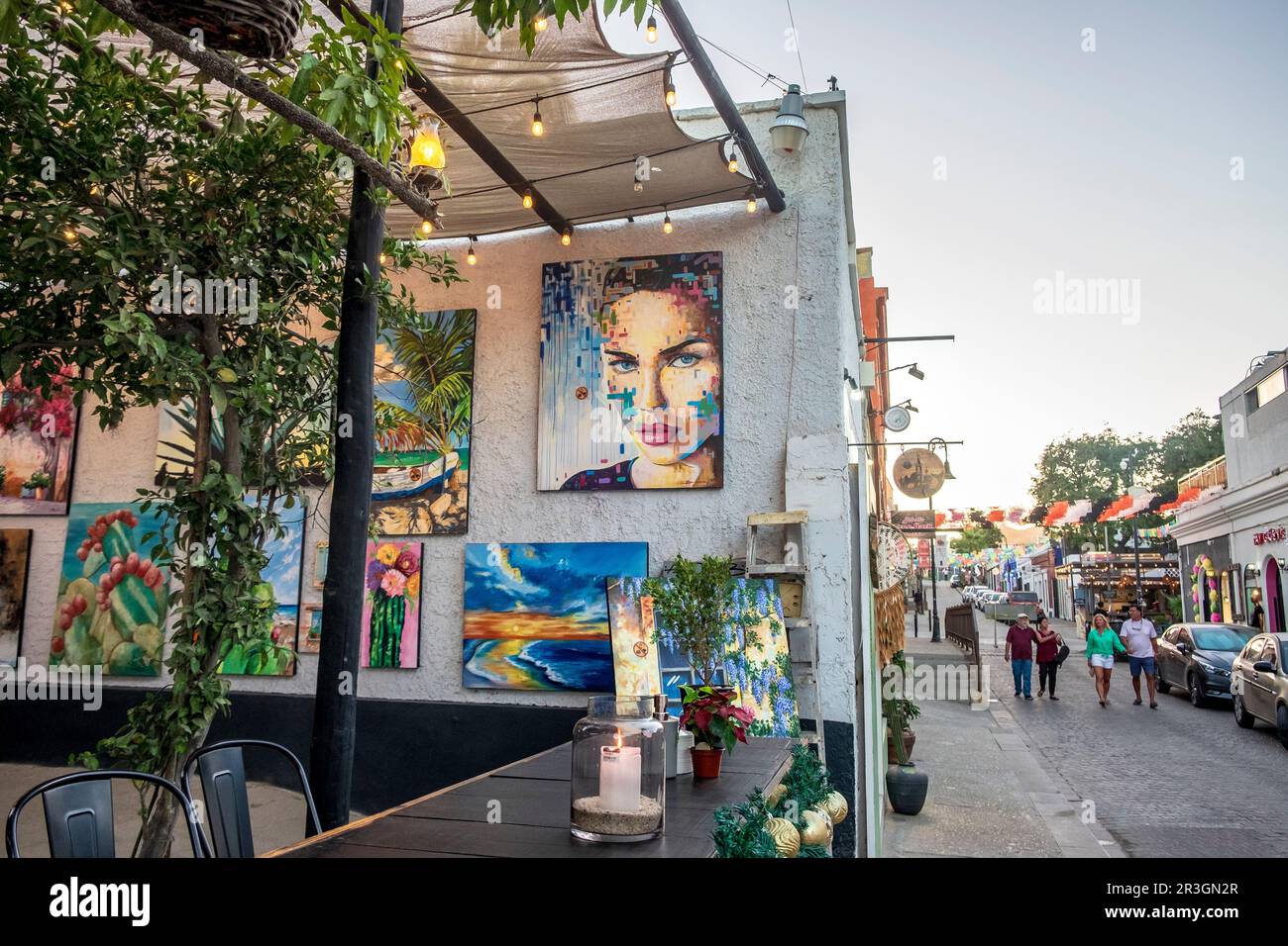 Caffetteria e galleria d'arte a San José del Cabo, Baja California, Messico Foto Stock