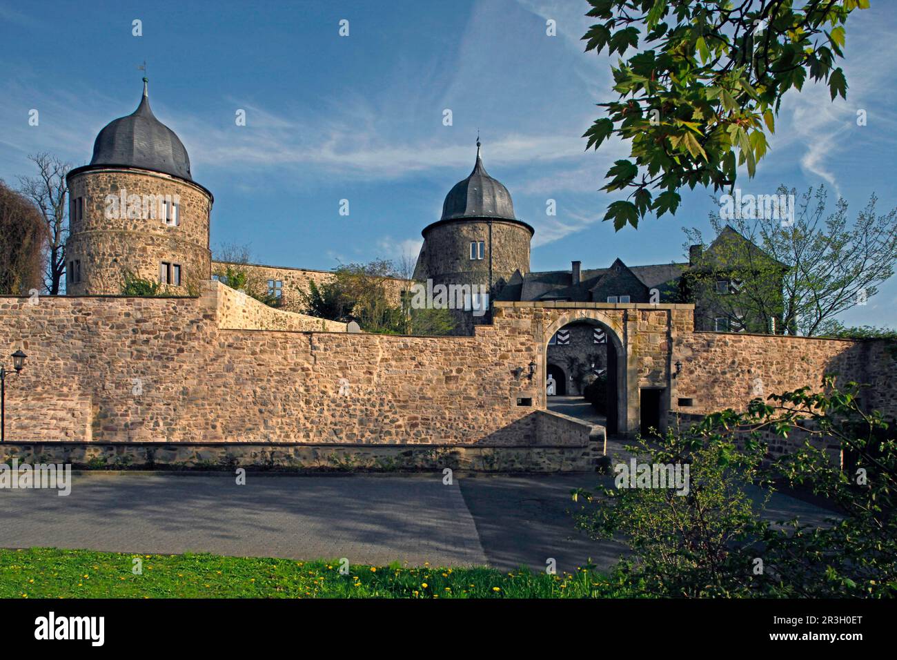Sababurg, popolarmente conosciuto come Castello della bellezza addormentata dopo i fratelli Grimm, Hofgeismar, distretto di Kassel, Assia, Zappenburg, Zapfenburg, dorme Foto Stock