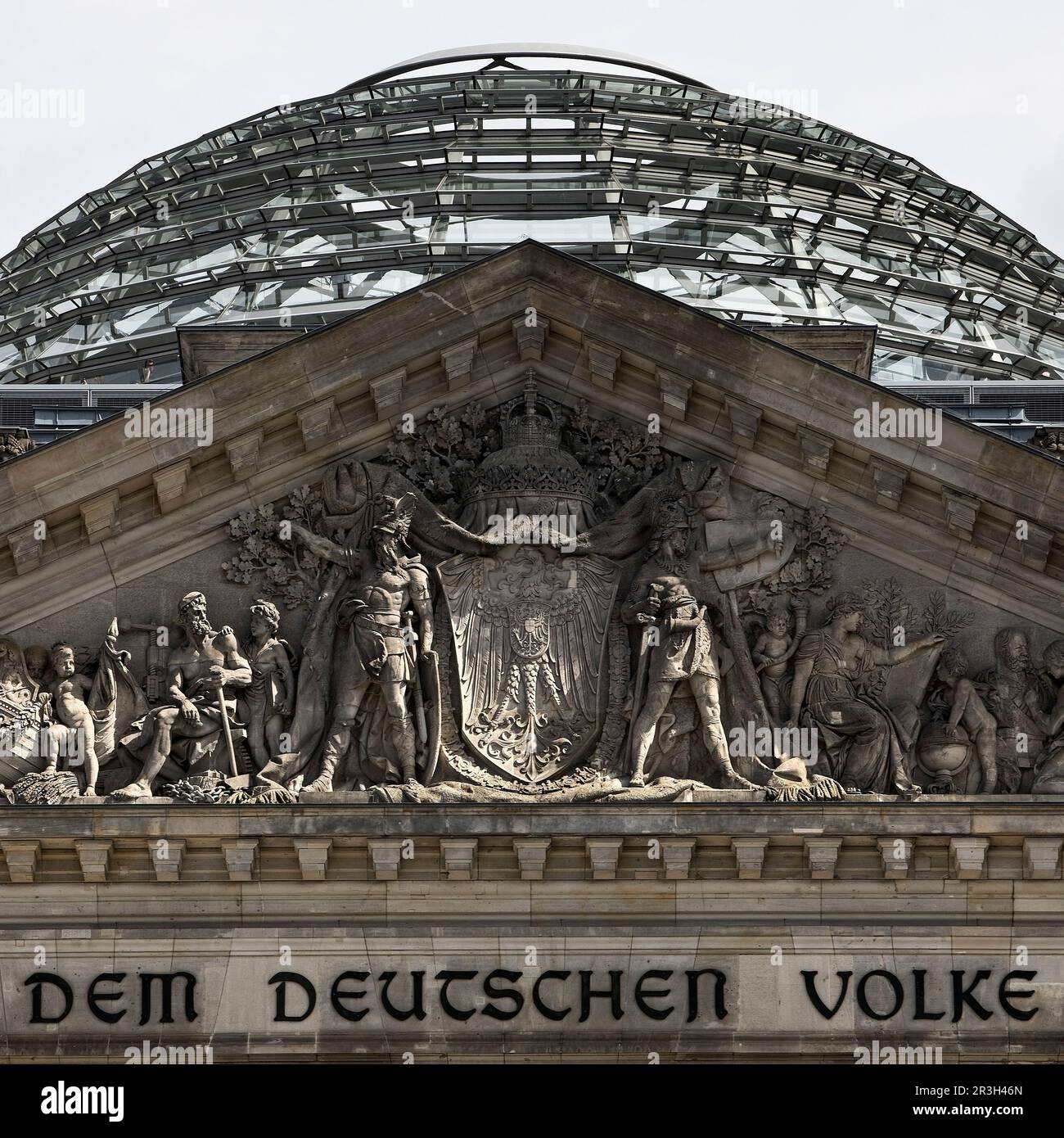 Reichstag, DEM deutsche Volke, Detail, Bundestag tedesco, distretto governativo, Berlino, Germania Foto Stock