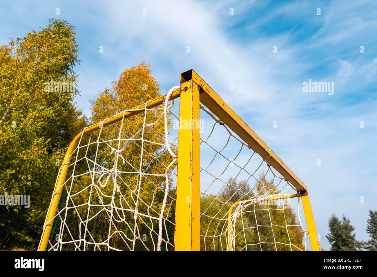 Angolo di piccolo gol di calcio Foto Stock