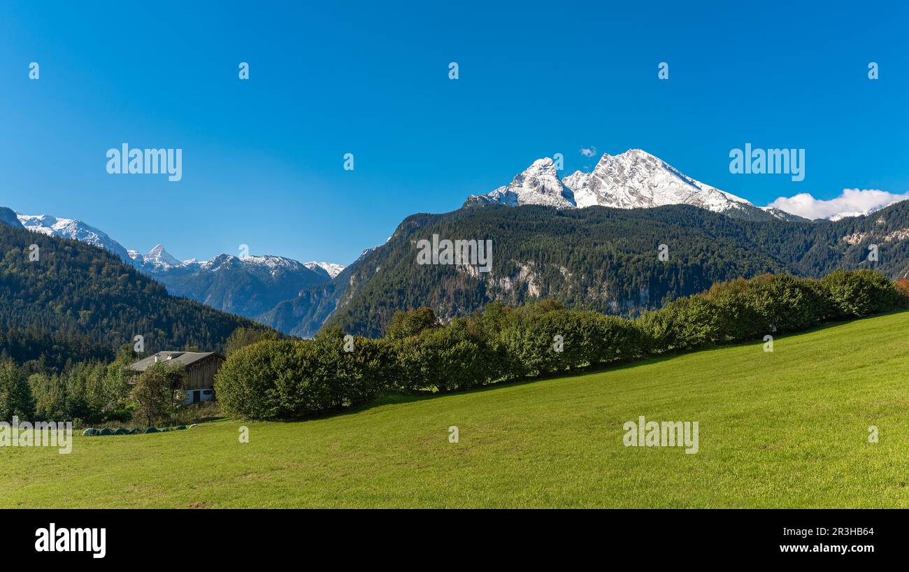 Il massiccio di Watchtessmann nelle Alpi Berchtesgaden Foto Stock