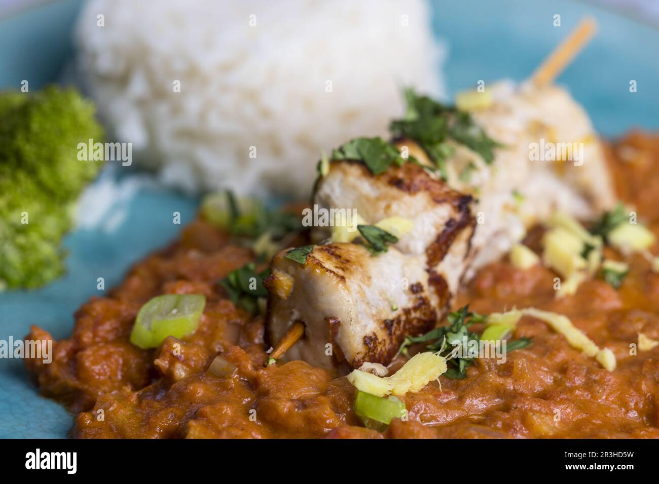 HÃ¤hnchencurry mit Basmatireis Foto Stock