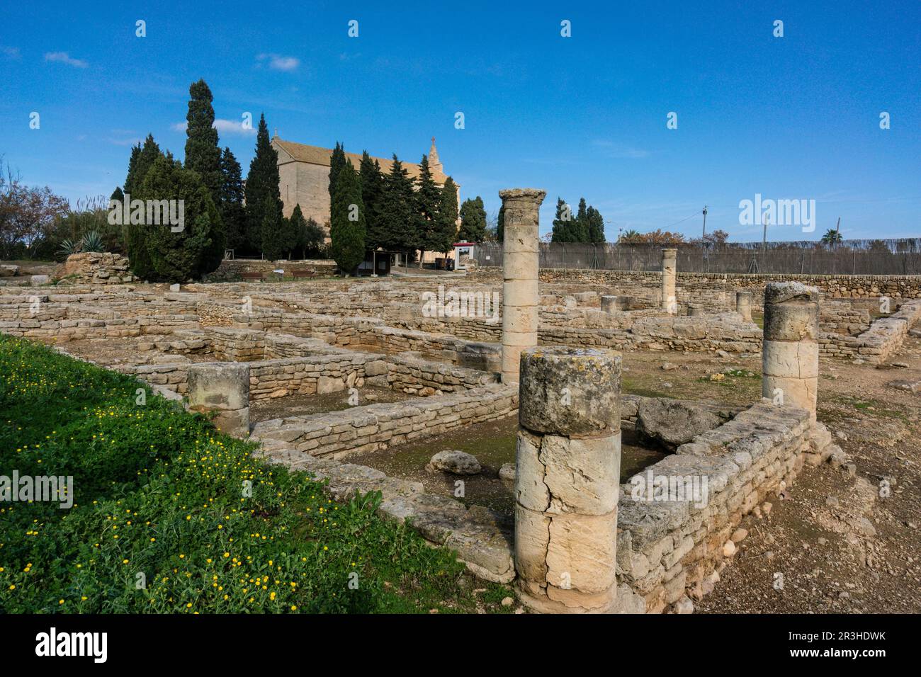 Tether, città romana di Pollentia, epoca repubblicana, 123 a.C., fondata da Quintus Caecilius Metellus, Alcudia, Mallorca, Isole Baleari, Spagna. Foto Stock