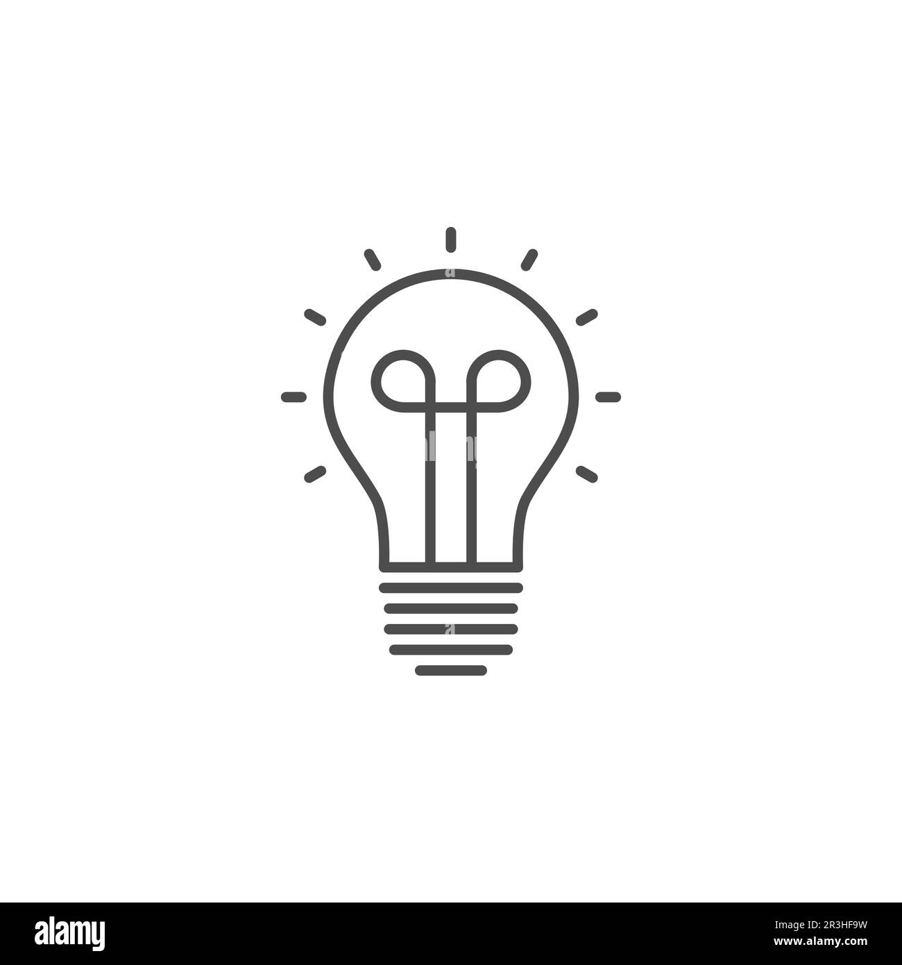 Icona lineare vettoriale relativa alla lampadina. Segno di ispirazione. Lampadina a luce incandescente. Lampada a incandescenza. Illustrazione del contorno vettoriale isolata su sfondo bianco. Ed Illustrazione Vettoriale
