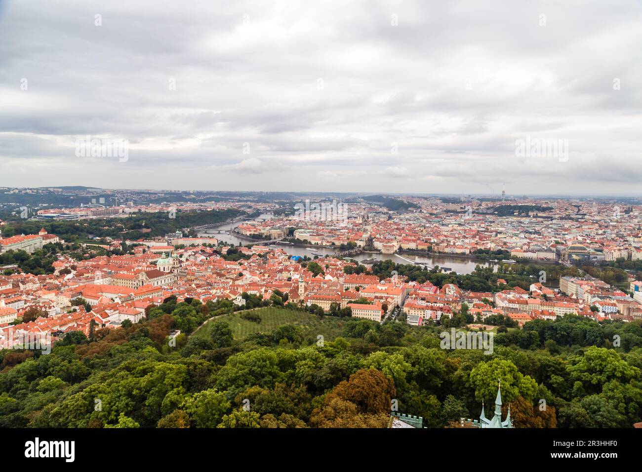 Tetti rossi di Praga Foto Stock