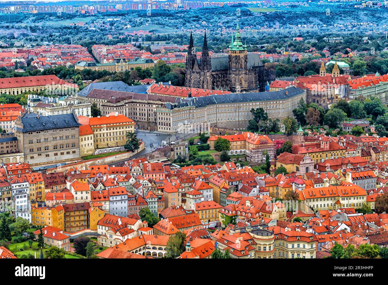 Tetti rossi di Praga Foto Stock