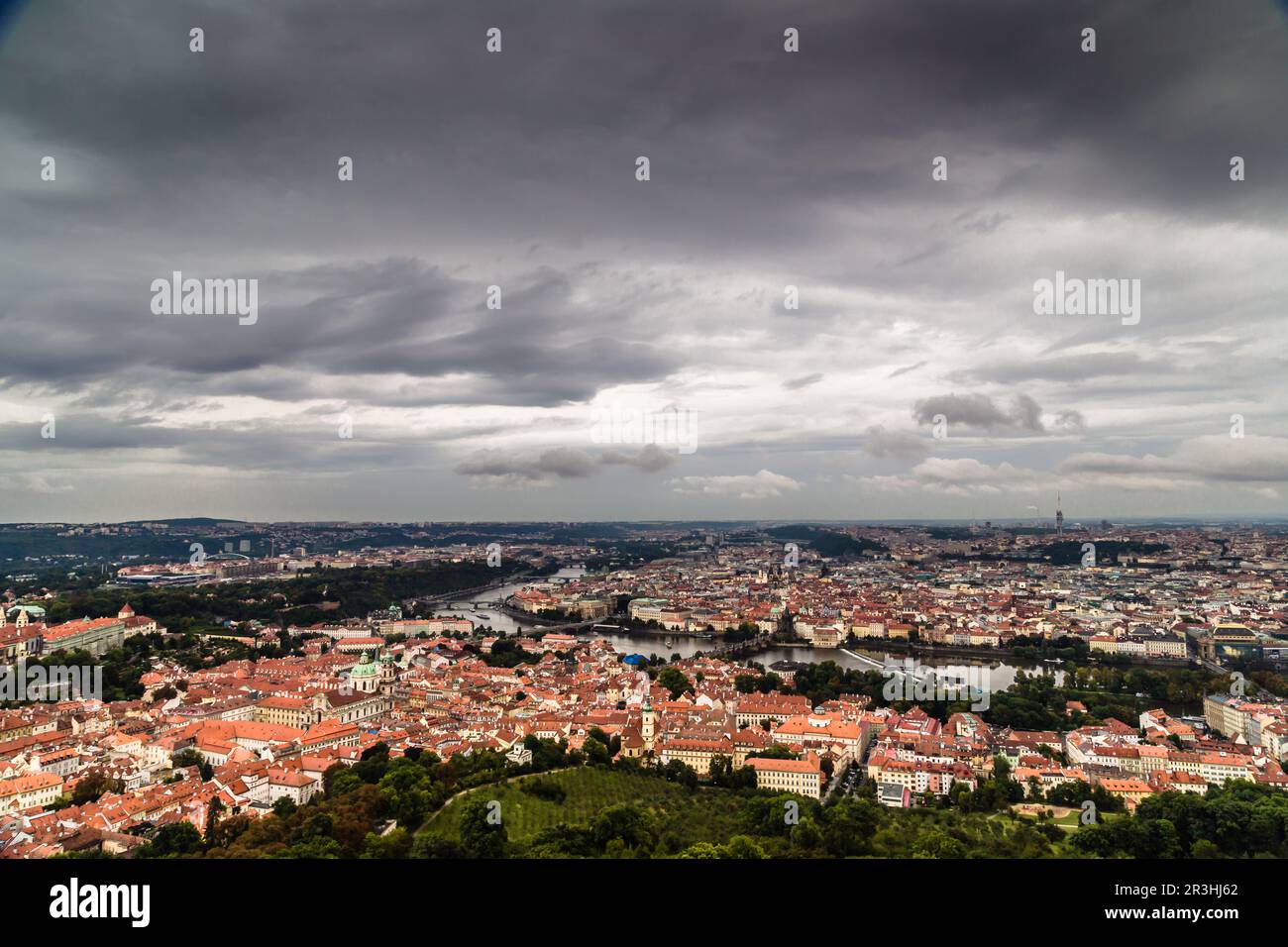 Tetti rossi di Praga Foto Stock