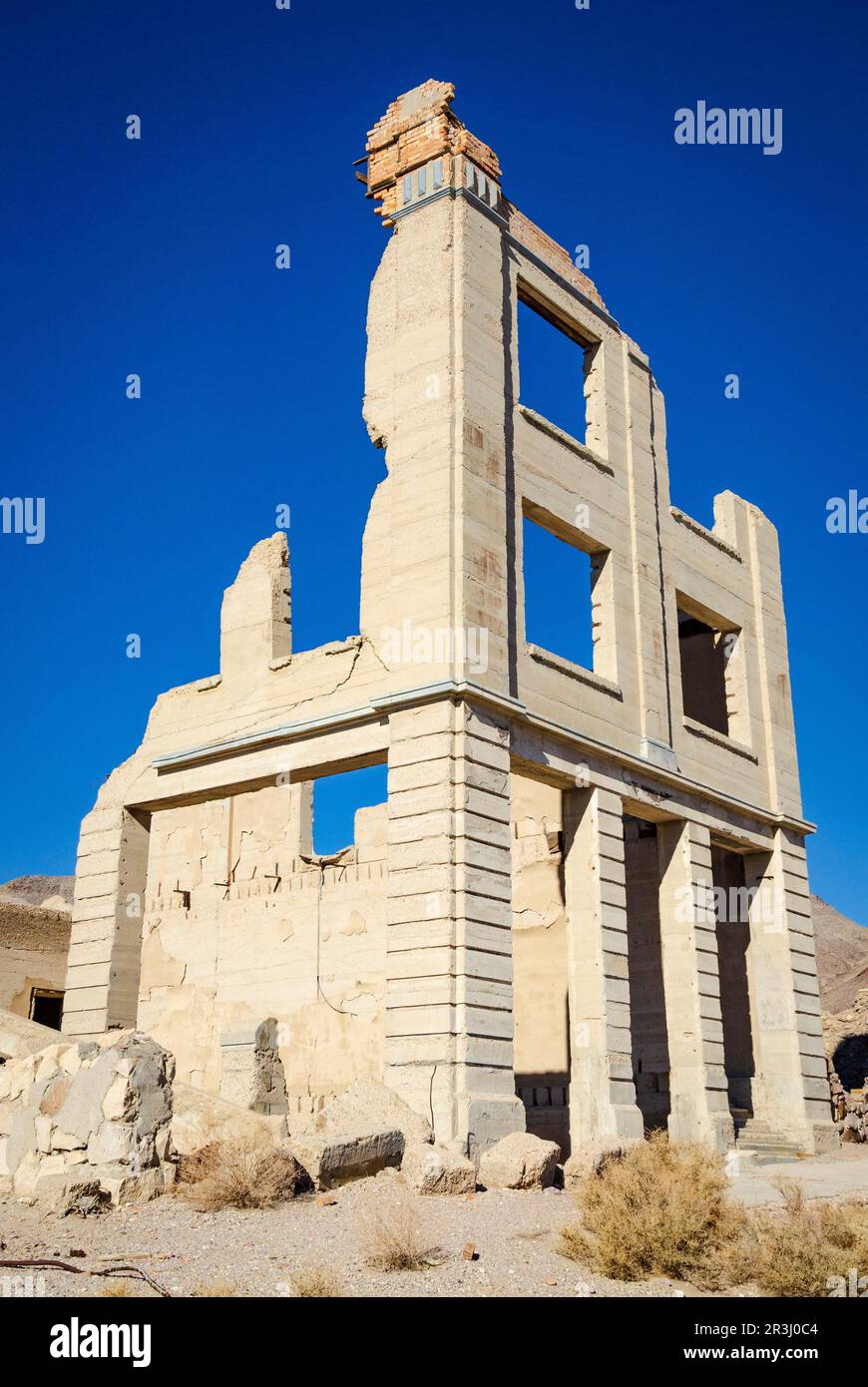 La città fantasma di Rhyolite in Nevada Foto Stock