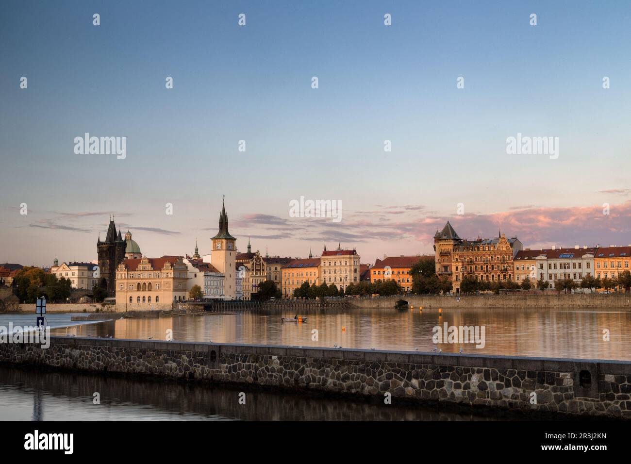 Vista di Praga e Moldava Foto Stock