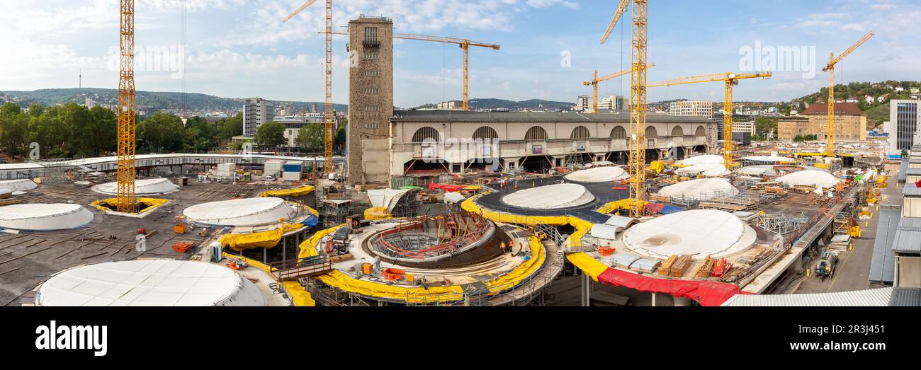 Stuttgart 21 nuovo cantiere principale per Deutsche Bahn DB Panorama in Germania Foto Stock