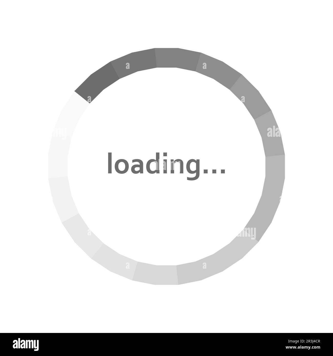 Stato del download in scala circolare, avanzamento del download su sfondo bianco - vettore Foto Stock