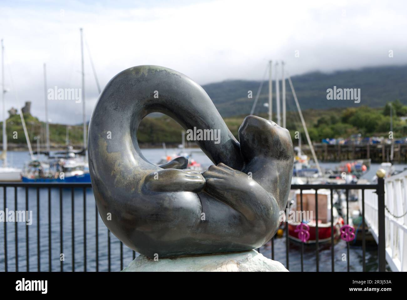 Kyleakin, Otter, Sculptor, Broderick, Isola di Skye, Highland, Scozia, Gran Bretagna Foto Stock