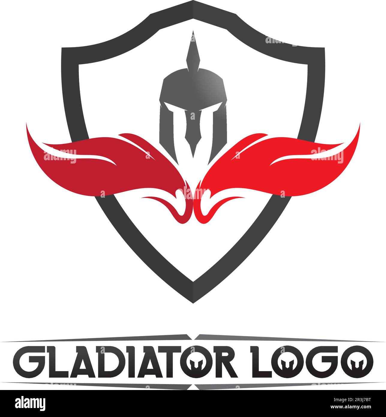 Logo spartan nero Glaiator e Vector design casco e testa Illustrazione Vettoriale