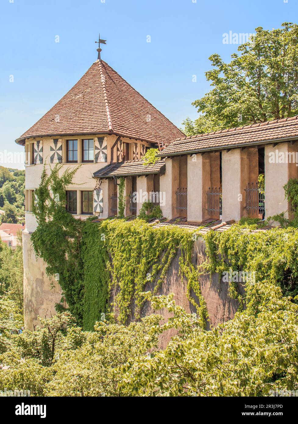 La torre di Rifleman sulla cinta muraria di Engen im Hegau Foto Stock