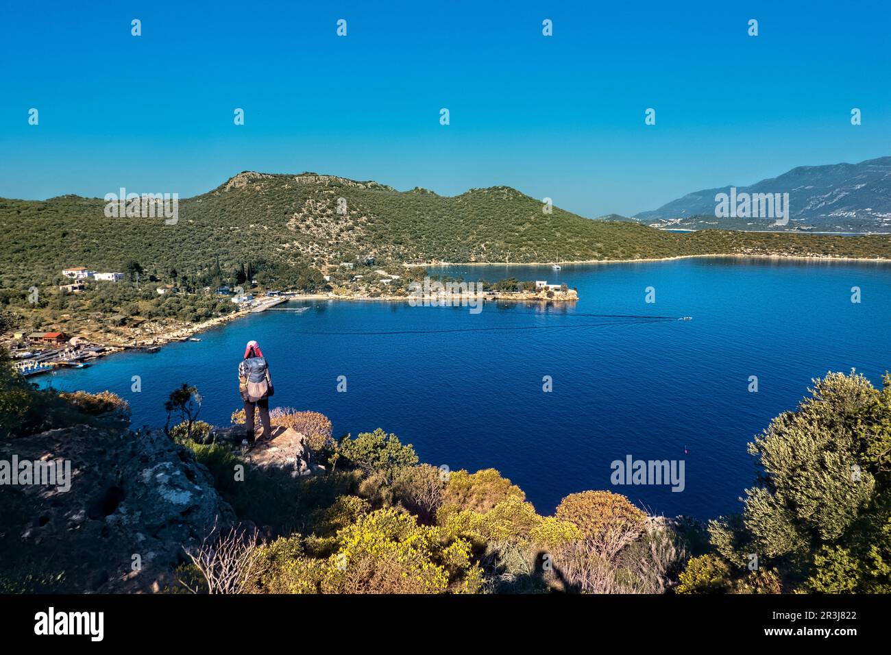 Bella baia di Limangazi sulla via Licia, Kaş, Turchia Foto Stock