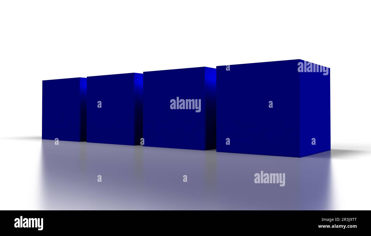Bianco 3D cubetti blu isolati su bianco Foto Stock