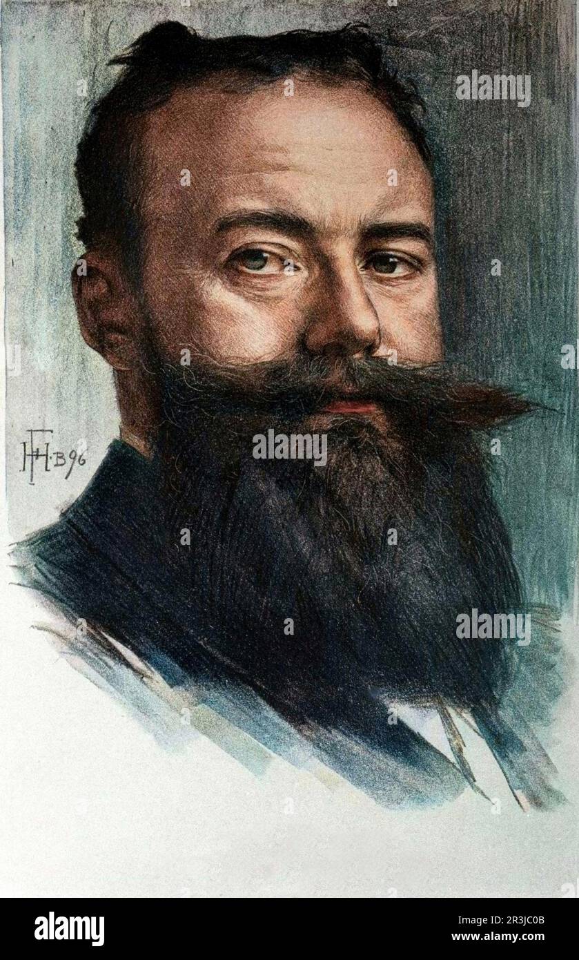 Ritratto di Hermann Sudermann (1857 - 1928) Ecrivain allemand. d'apres Hanns Fechner Foto Stock