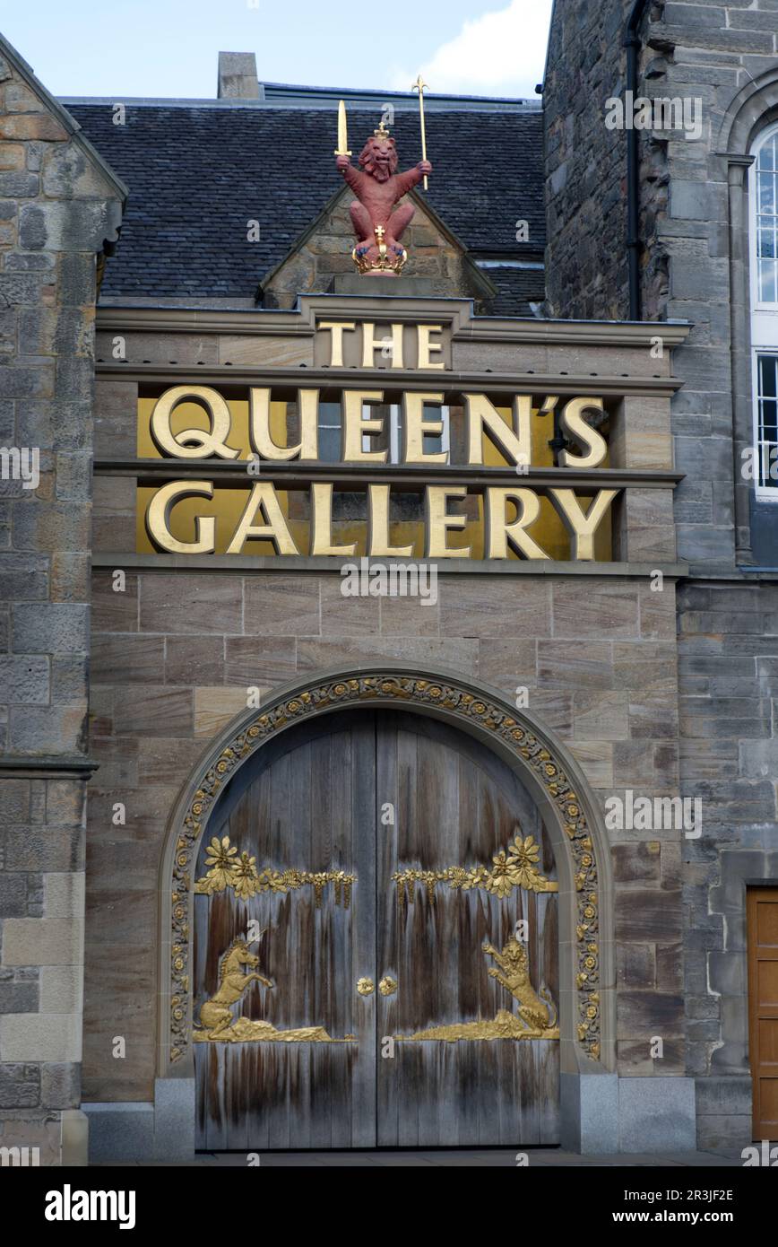 Edimburgo, Coat of Arms Unicorn, Queen's Gallery, Scozia, Gran Bretagna Foto Stock