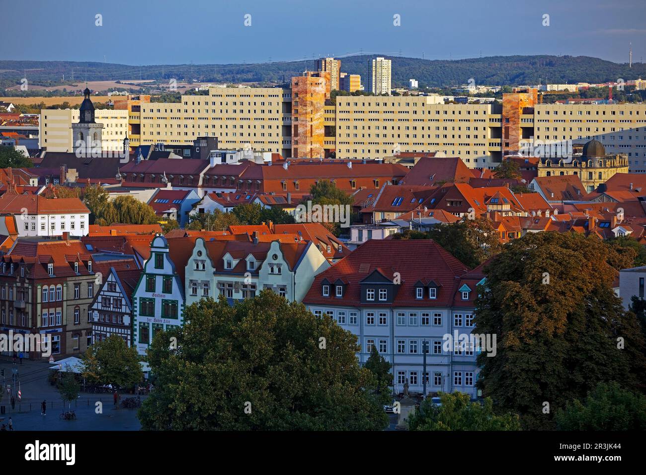 Vista sulla città da Petersberg, Erfurt, Turingia, Germania, Europa Foto Stock