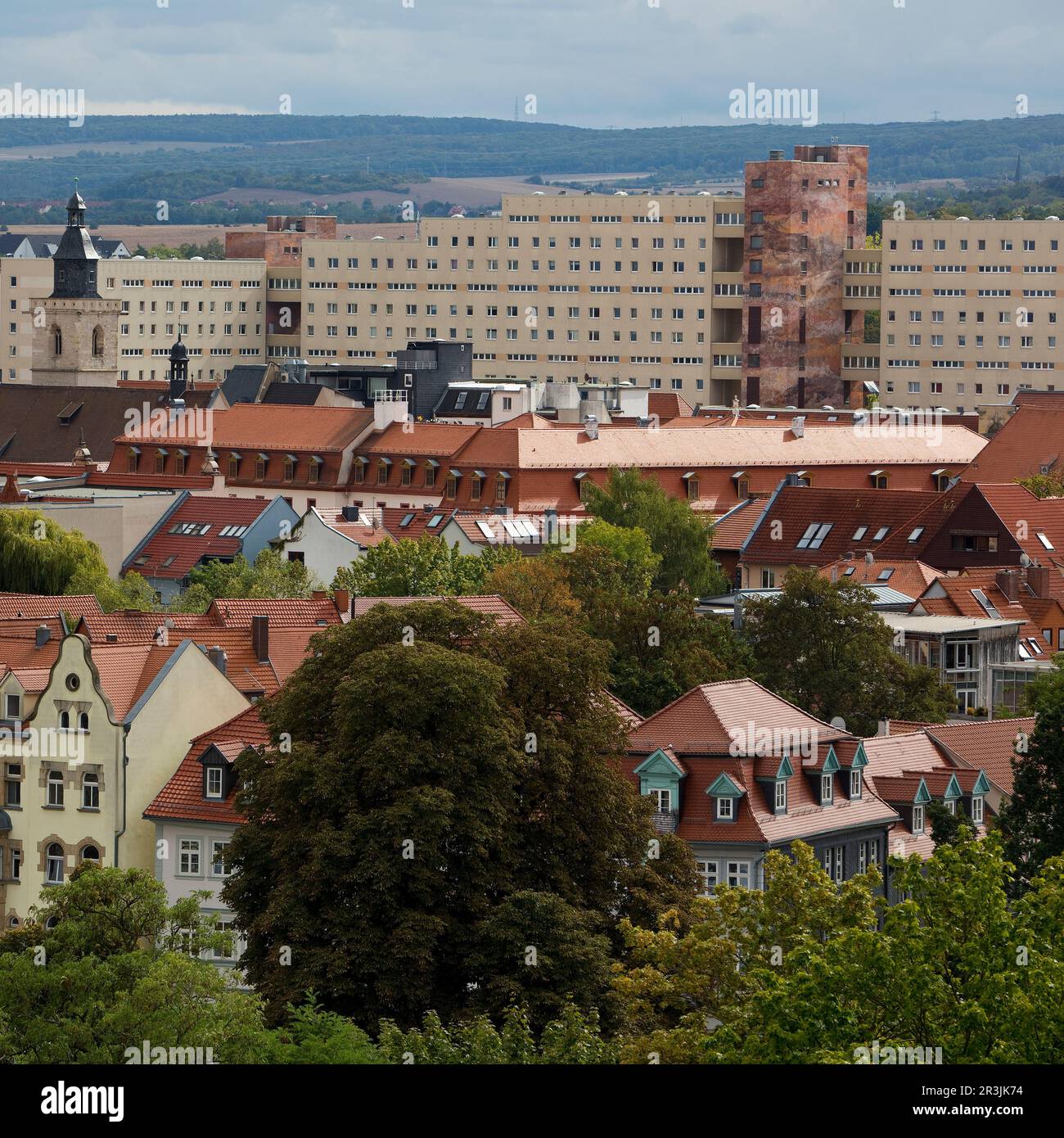 Vista sulla città da Petersberg, Erfurt, Turingia, Germania, Europa Foto Stock
