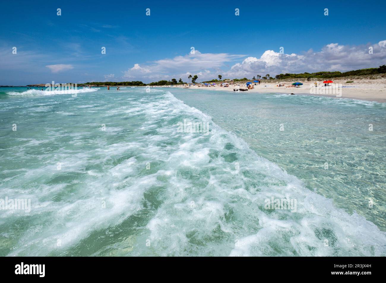 Es Caragol spiaggia, Ses Salines, Mallorca, Isole Baleari, Spagna. Foto Stock