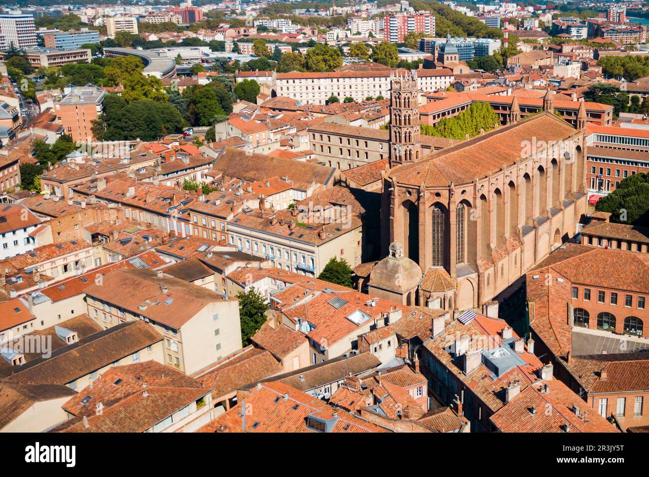 Chiesa dei Giacobini antenna vista panoramica, una chiesa cattolica romana situato nella città di Tolosa, Francia Foto Stock