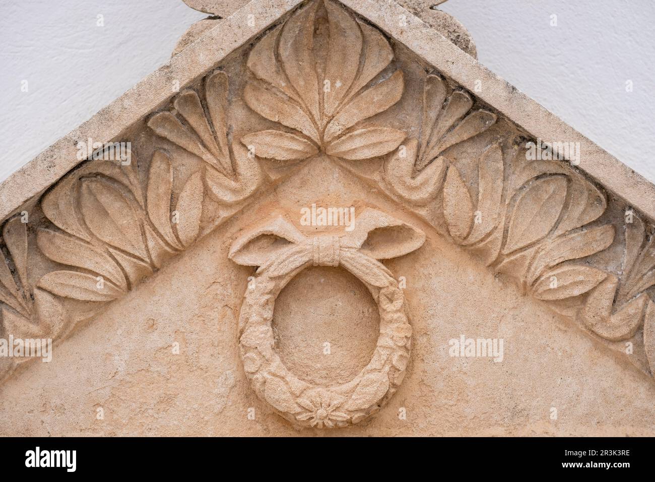Corona mortuaria simbolo, cimitero di Sencelles, Maiorca, Isole Baleari, Spagna. Foto Stock