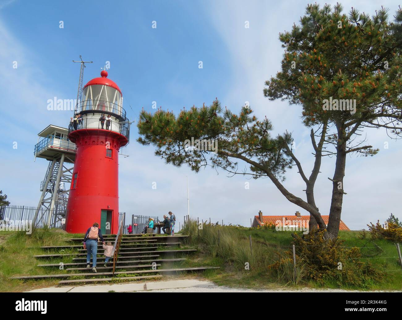 Paesi Bassi, Vuurduin è un faro sull'isola olandese di Vlieland. Il faro è stato posto su Vlieland nel 1909, sulla cima di uno dei Vuurboetsduin, Foto Stock