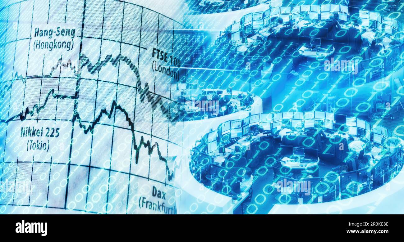 Gli algoritmi gestiscono il trading globale sugli scambi digitali computerizzati Foto Stock