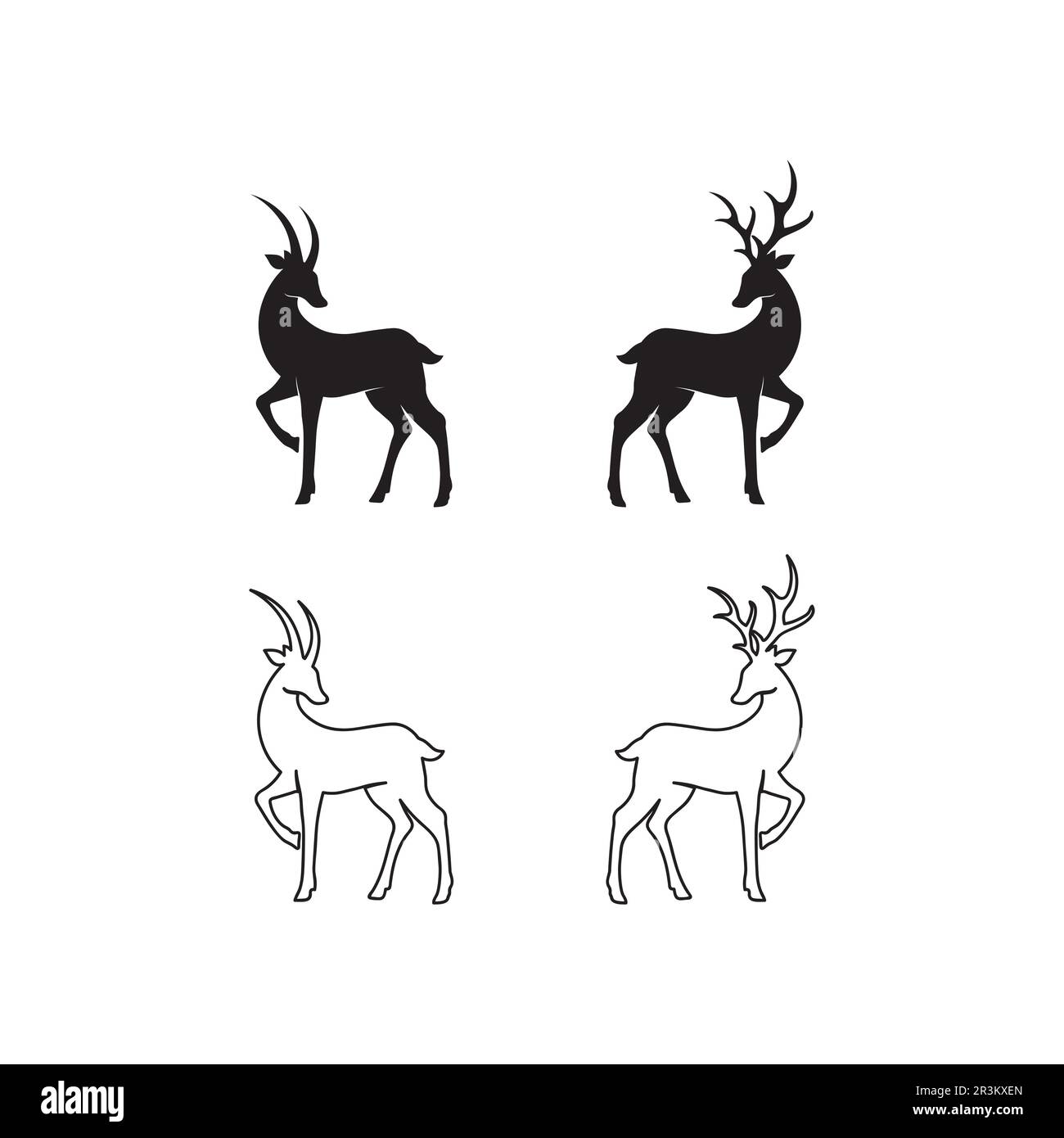 disegno del corno animale e del mammifero e vettore grafico del logo del cervo Illustrazione Vettoriale