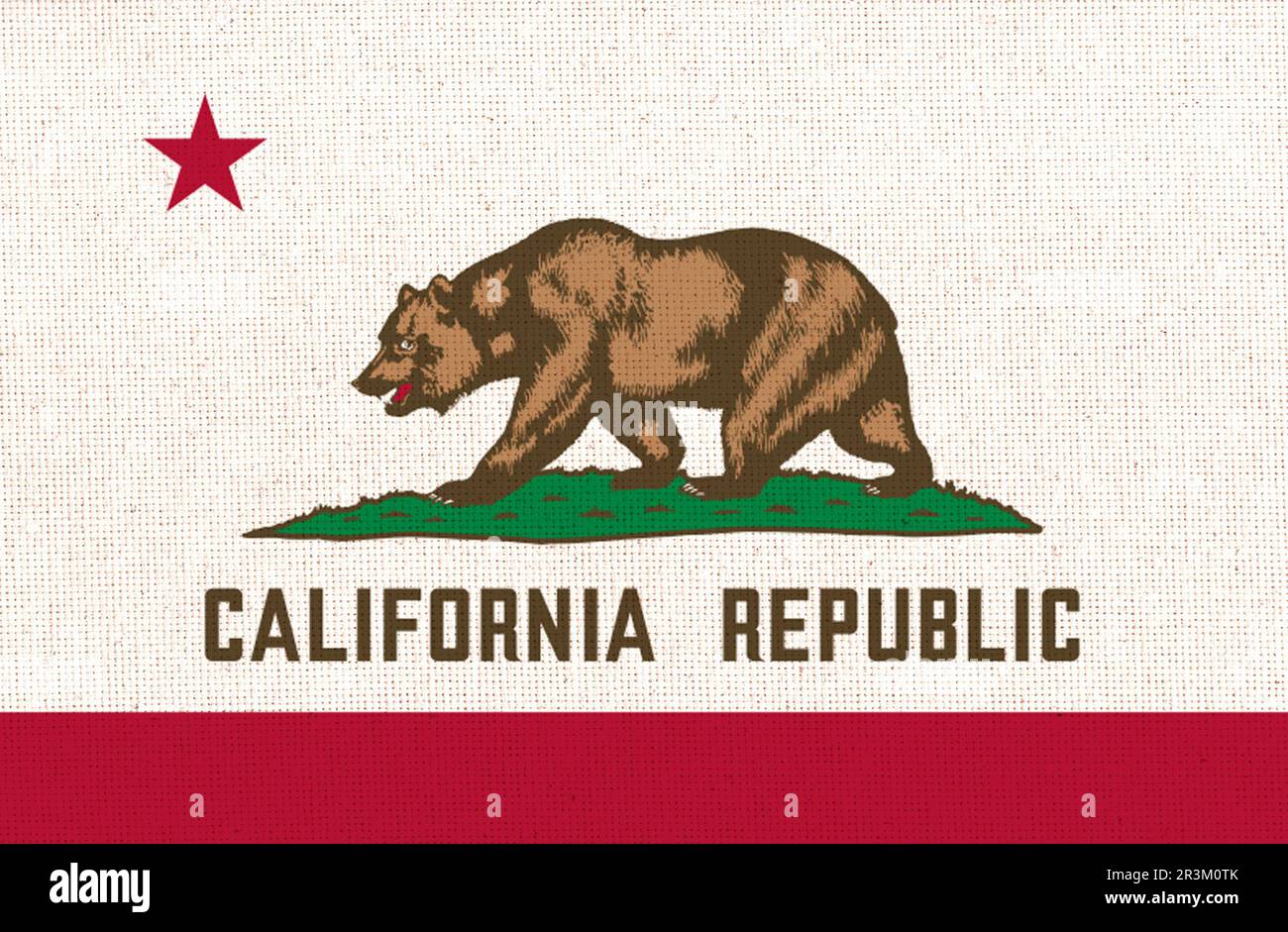 Bandiere degli Stati Uniti Fabric Flag California, Bandiera della California. Bandiera dello stato americano. Simbolo o Foto Stock