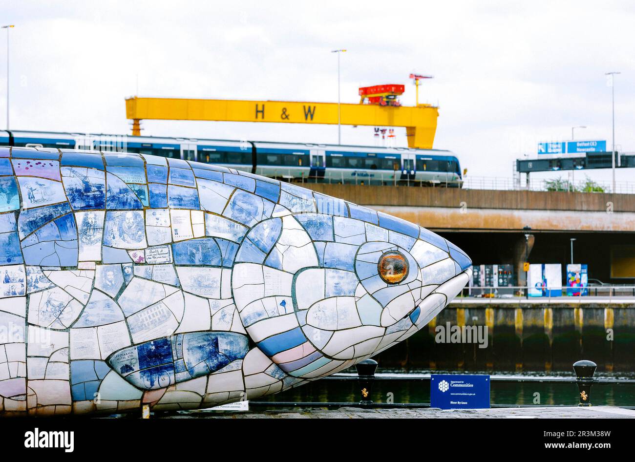 Scultura "Big Fish", Belfast Foto Stock