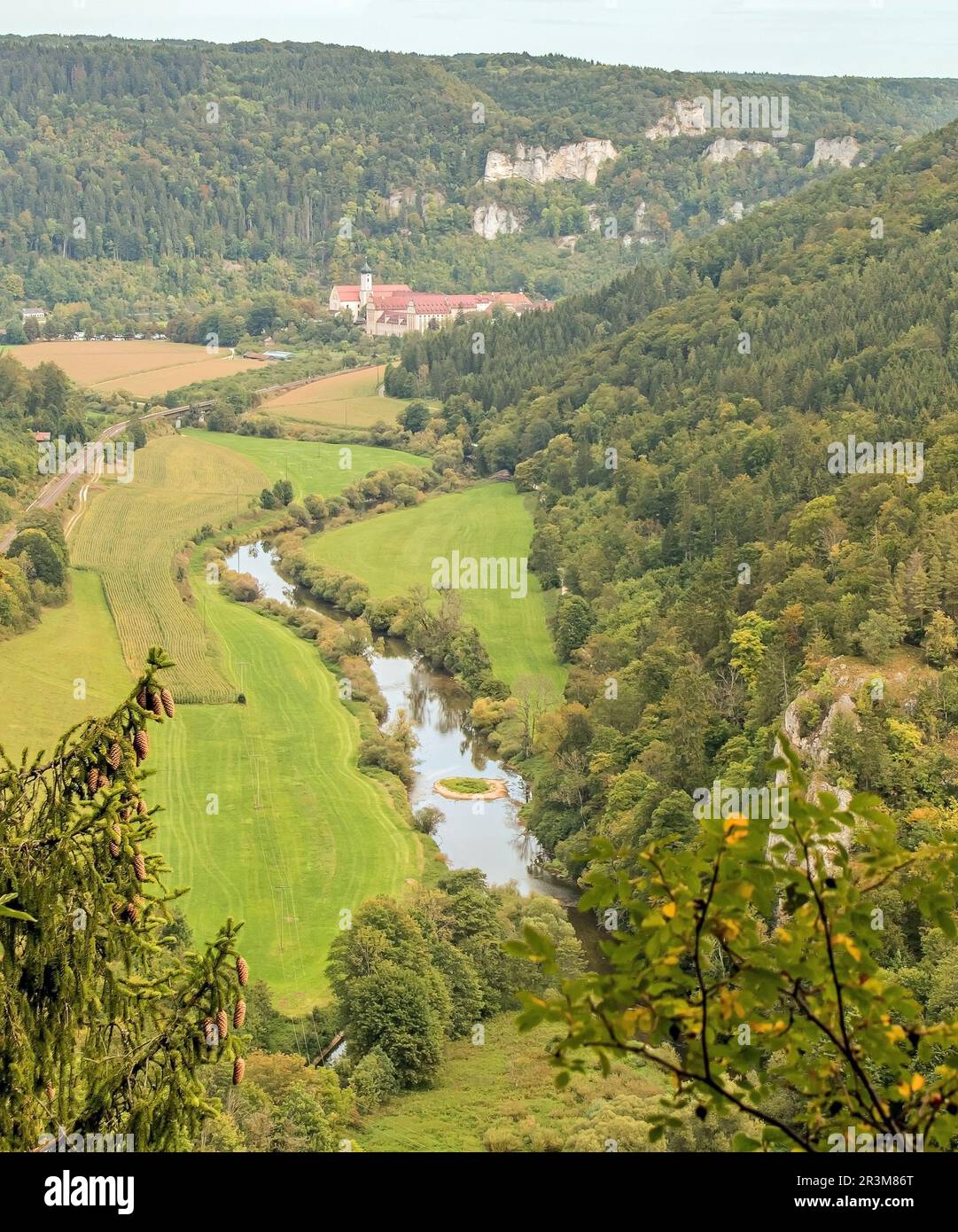 Valle del Danubio vicino a Beuron Foto Stock