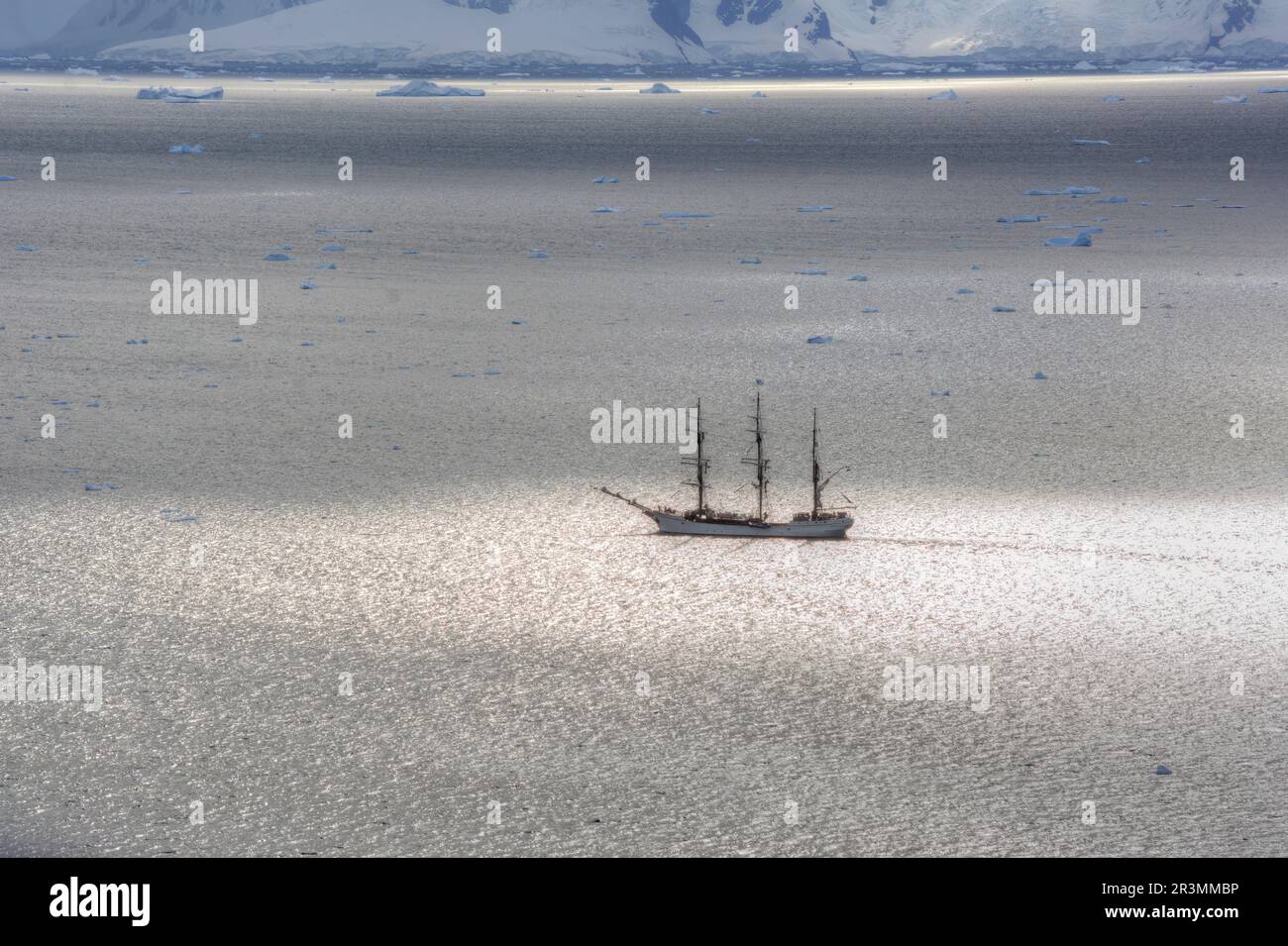 Barca a vela Bark Europa in una crociera antartica Foto Stock