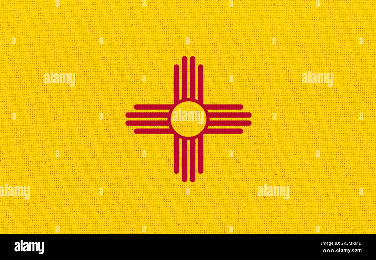 Bandiera dello stato americano New Mexico su superficie testurizzata. Bandiere degli Stati Uniti Fabric Flag New Mexico Foto Stock