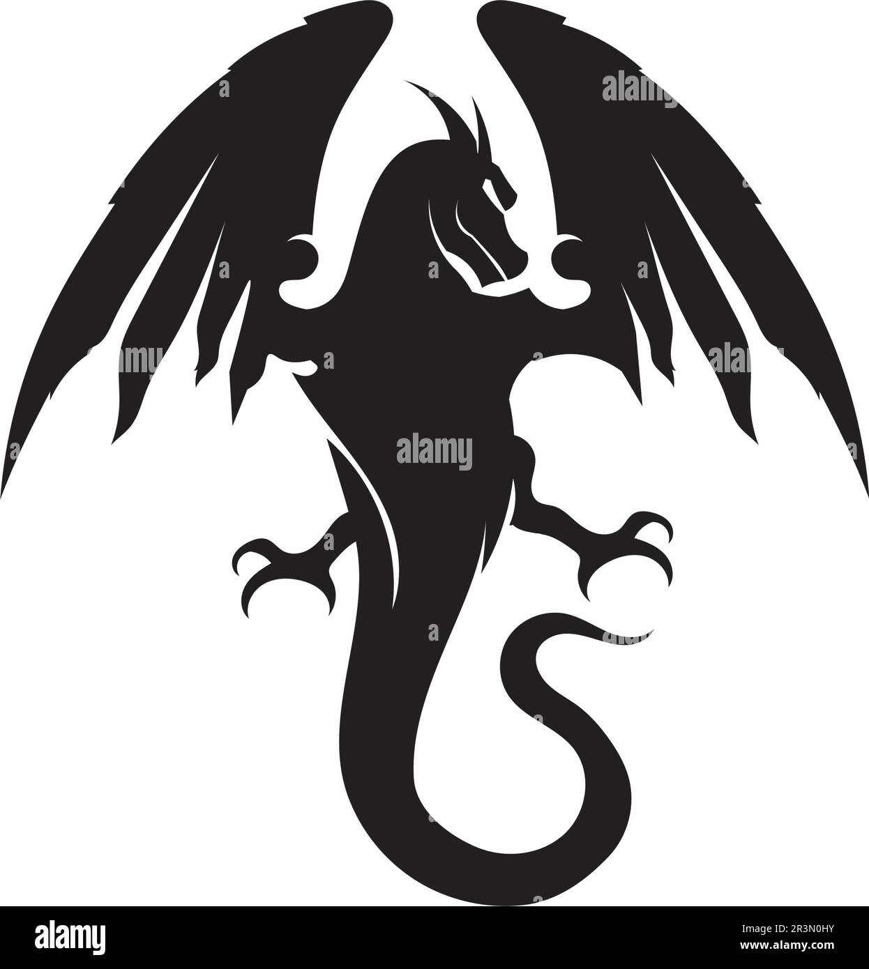 Drago testa piatta logo a colori modello illustrazione vettoriale Illustrazione Vettoriale