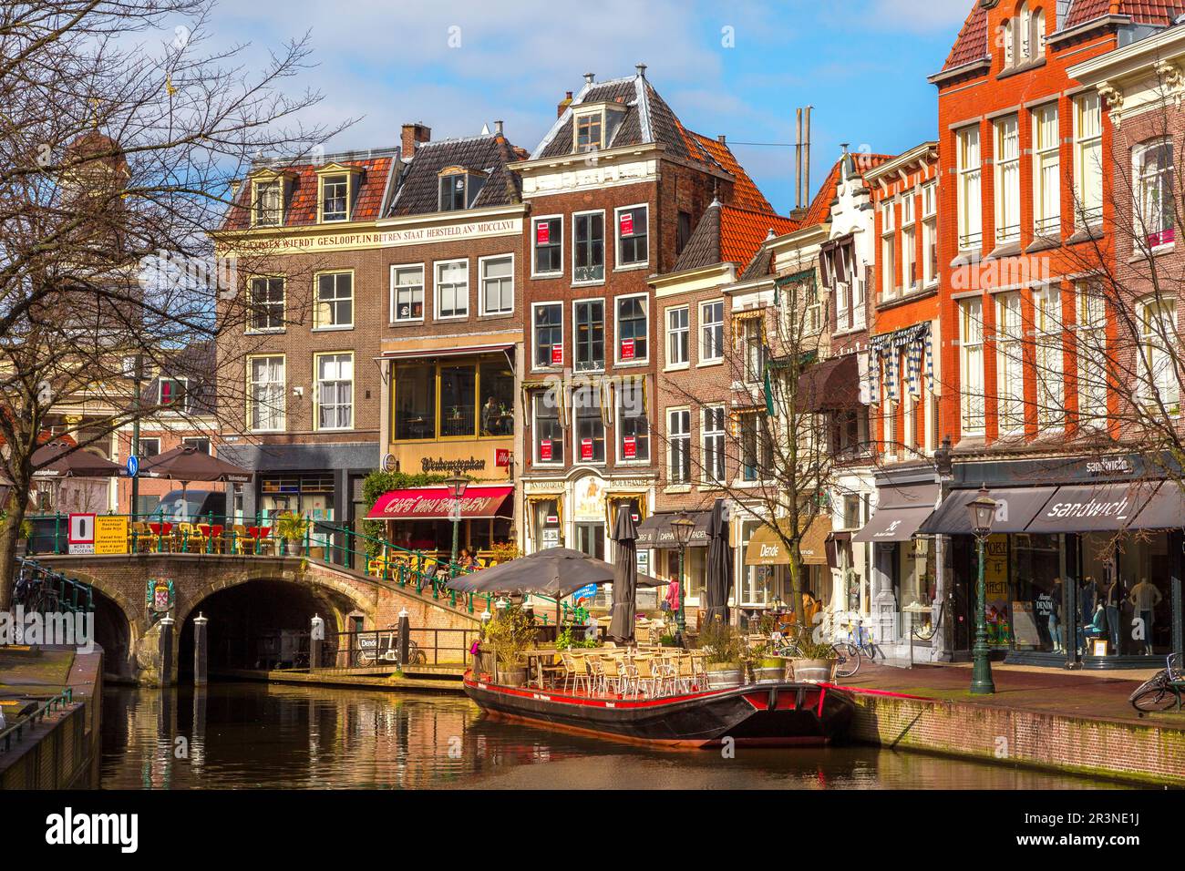 Case tradizionali a Leiden, Paesi Bassi Foto Stock