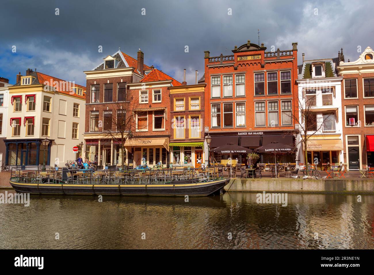 Case tradizionali a Leiden, Paesi Bassi Foto Stock
