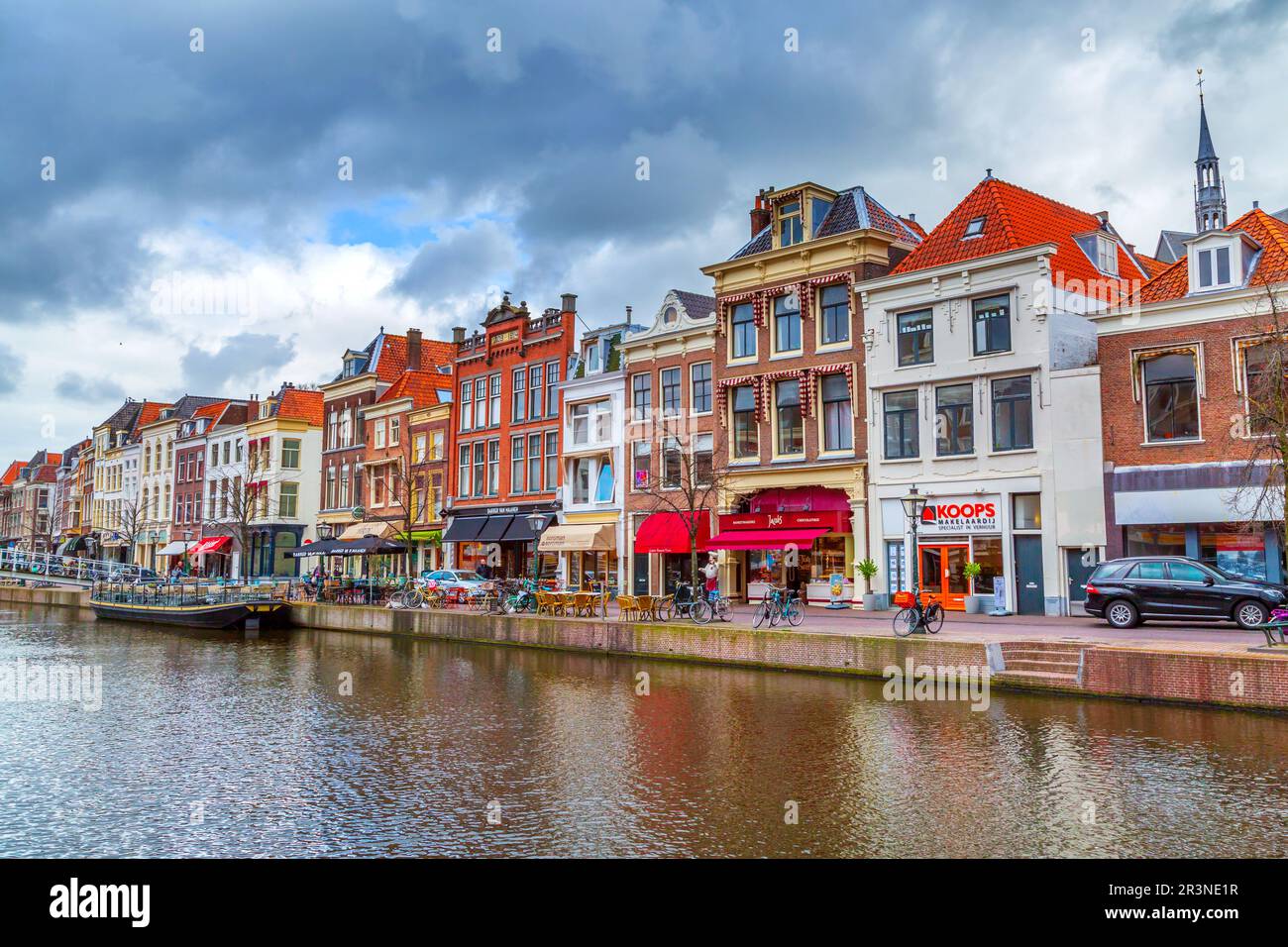 Case tradizionali a Leiden, Paesi Bassi Foto Stock