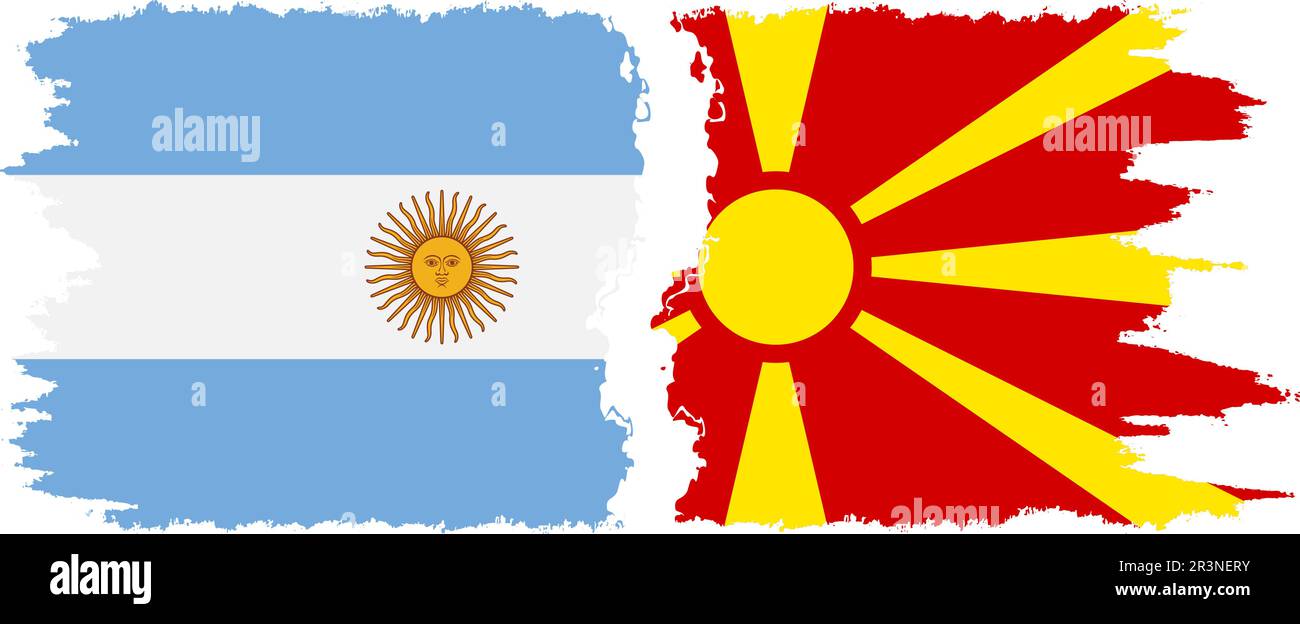 Macedonia settentrionale e Argentina grunge bandiere connessione, vettore Illustrazione Vettoriale