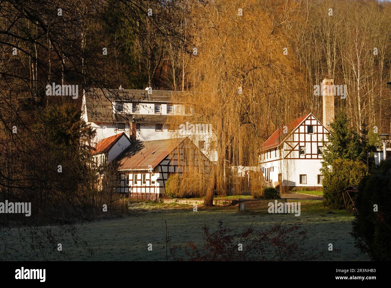 Il mulino pieno iin il MÃ¼hltal a Eisenberg Foto Stock