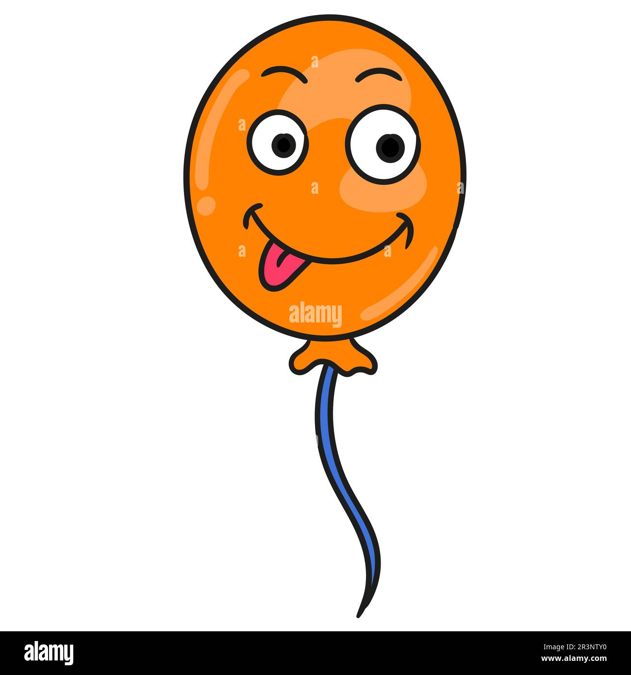 Mongolfiera con un volto divertente. immagine dell'icona di doodle Foto Stock