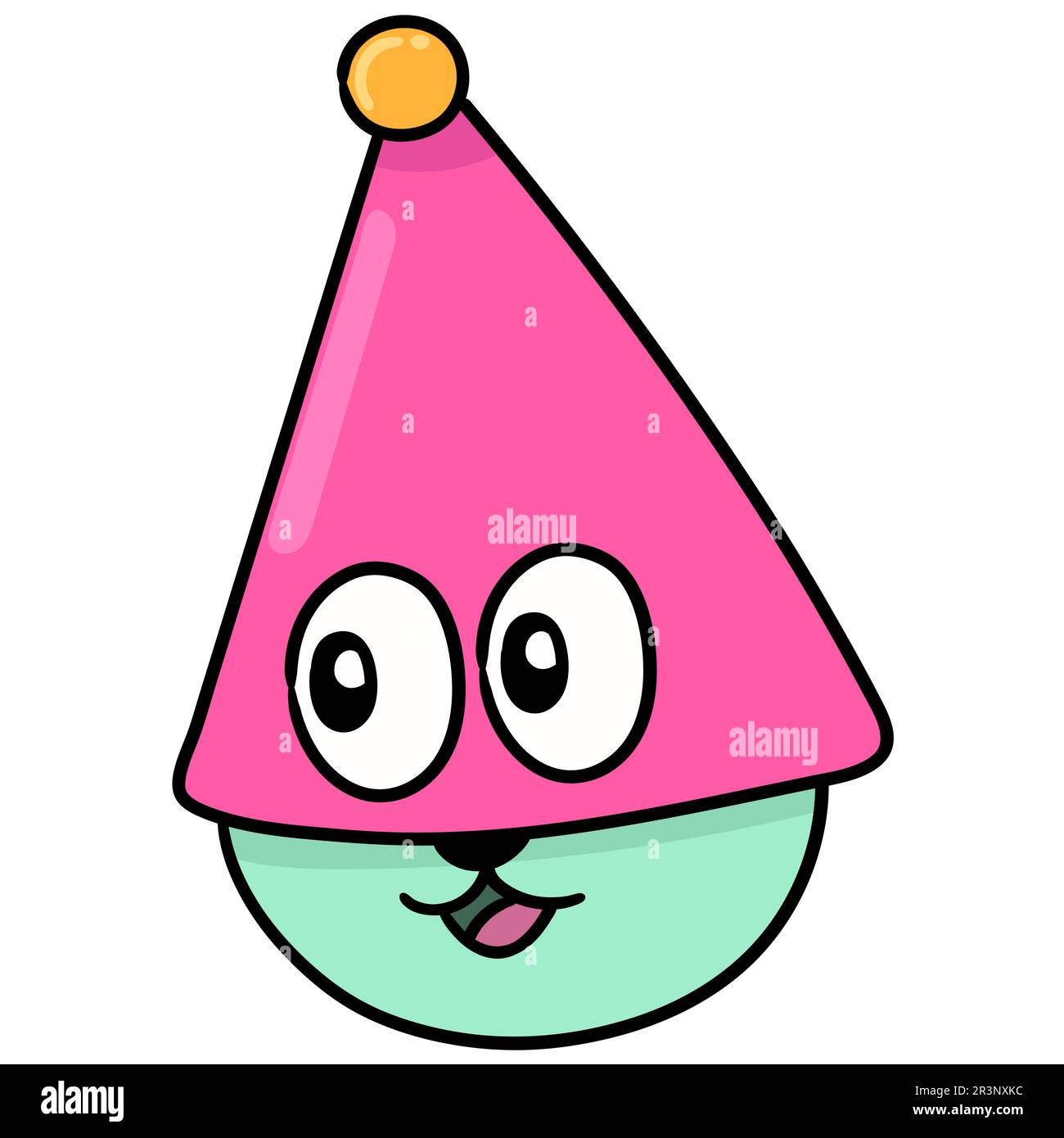Testa emoticon sorridente felicemente. immagine dell'icona di doodle Foto Stock