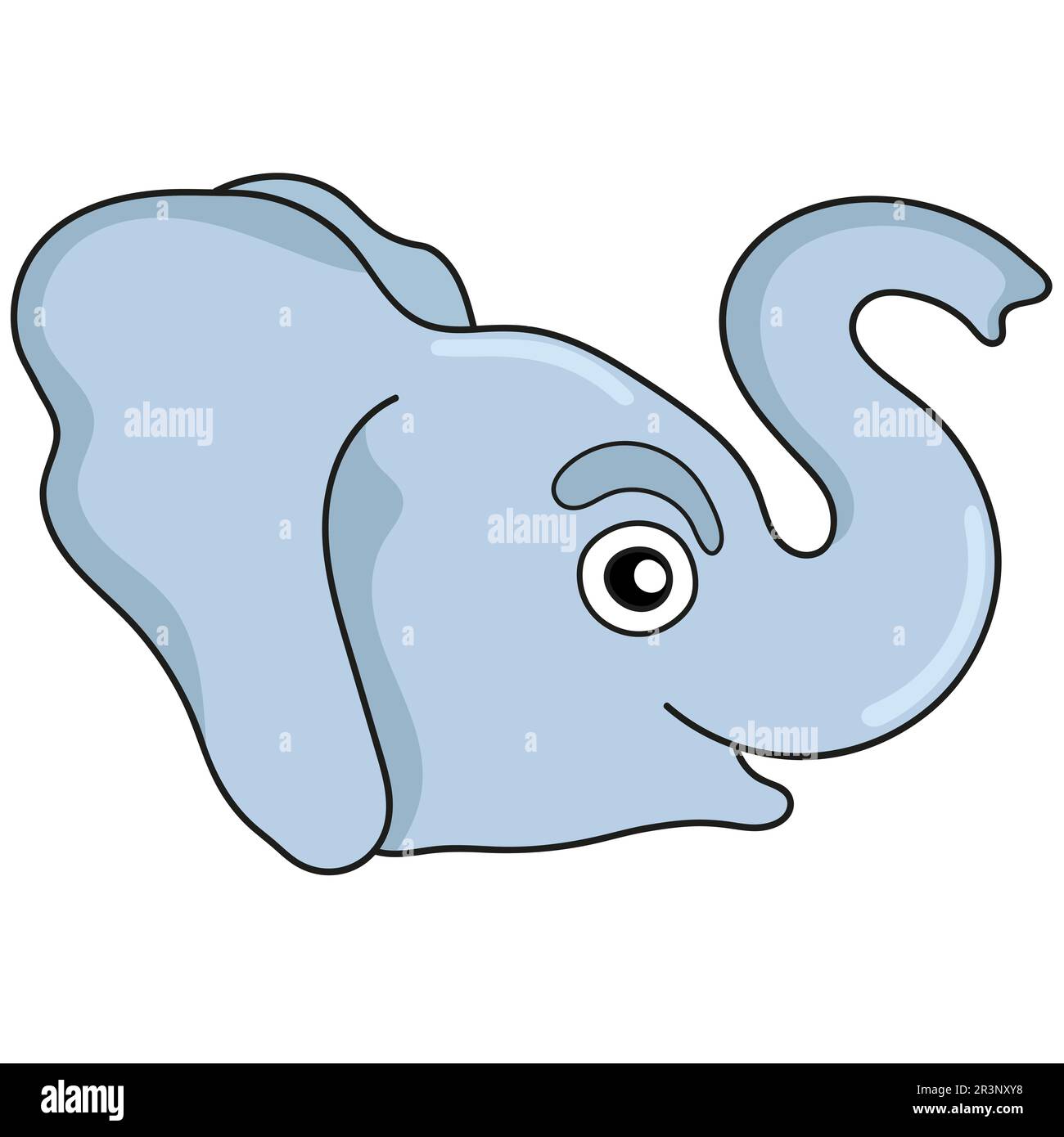Doodle disegno kawaii emoticon, sorridente testa di elefante. immagine dell'icona di doodle Foto Stock
