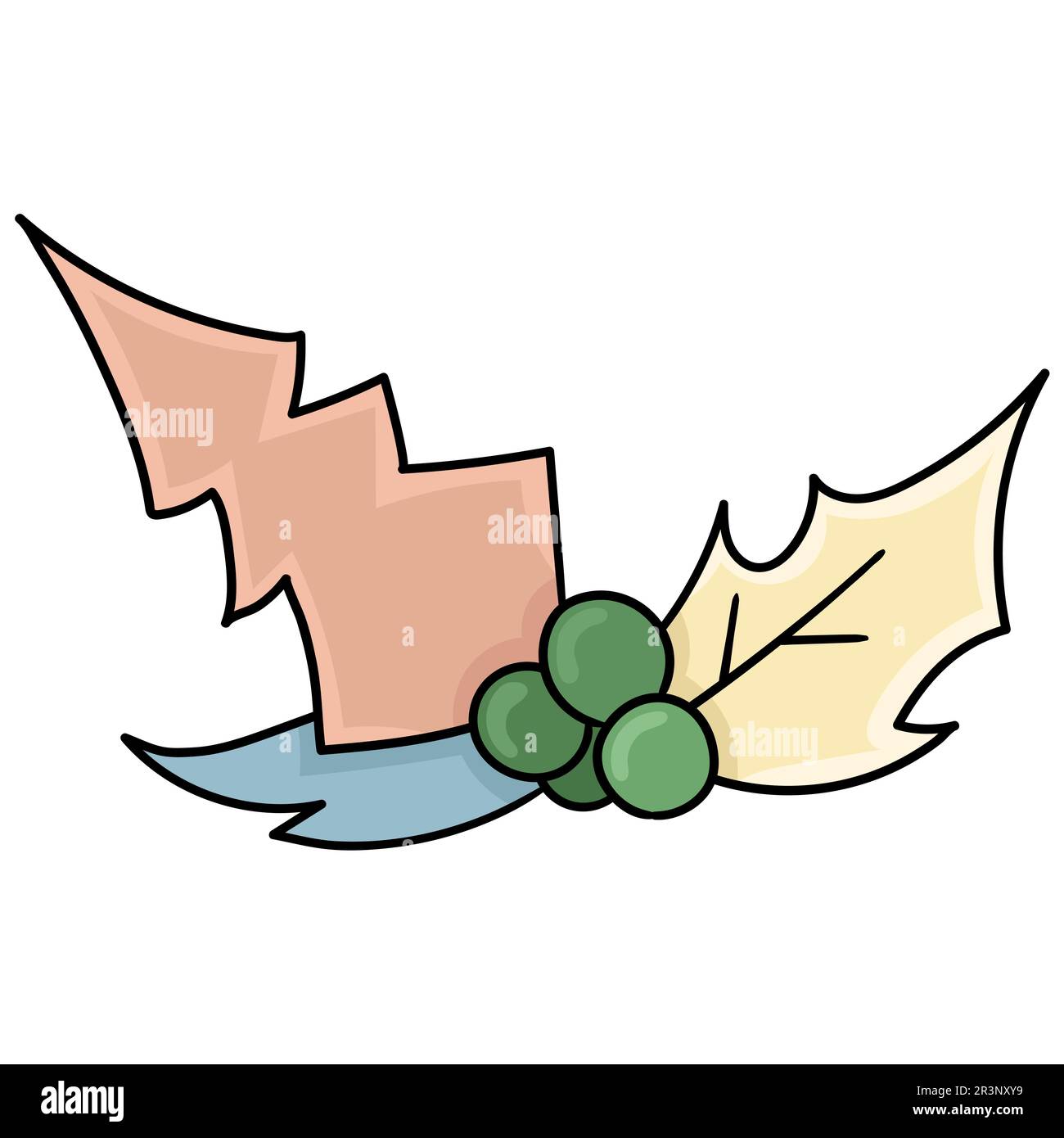 Frutta invernale e fogliame. immagine dell'icona di doodle Foto Stock