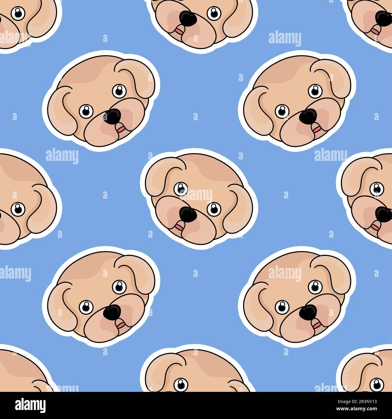 Dolce cucciolo kawaii senza cuciture sfondo. ripetizione del disegno di sfondo Foto Stock